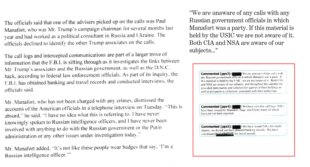 6) Strzok also refuted claims by the New York Times that Paul Manafort had been in phone contact with Russian government officials during 2016.