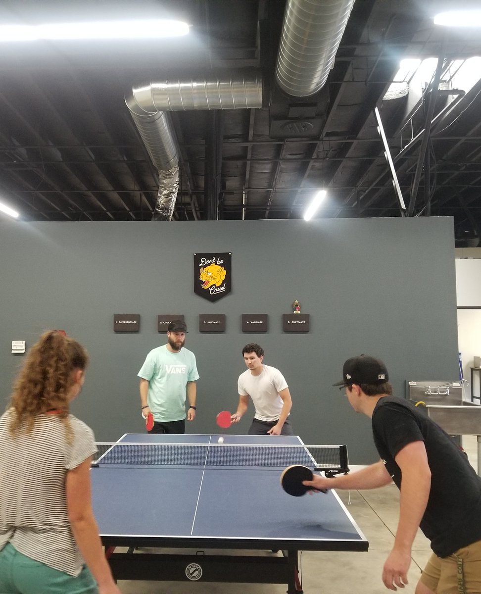 d4webdesign's tweet photo. Completed our first doubles ping pong tournament today! The team Slamstown beat the team Shreddsville 21-17. Great game with many epic saves and volleys. Congratulations on the win Mackenzie and Will. :)

#rockon #ballsoffury #d4bbq #wetakepingpongseriouslyroundtheseparts https://t.co/sRzvTkTW7L