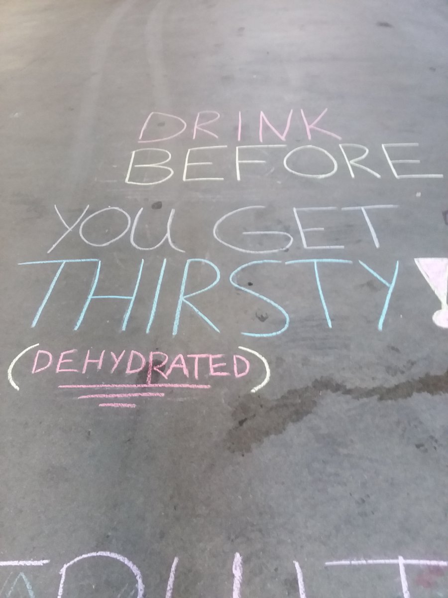 CtFeeders's tweet photo. @safetyfirstNED @KurtMarxSafety @MarcCaputoNED Stratford Twi had their chalk talk path as employees participated in the hydration station. #nedjuly2020takeaway https://t.co/MFW5zuDjhY