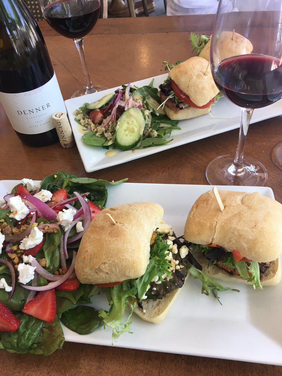 BartlettBacchus's tweet photo. Just rolled into #PasoRobles for a very late lunch and a wine weekend. This 2014 #DitchDigger Rhรดne Blend from #Denner, and the Moroccan lamb and grilled salmon sliders should get my weekend going. Cheers to the weekend all! #Wine #TasteCraftEatery https://t.co/3N1Qp8zoG3
