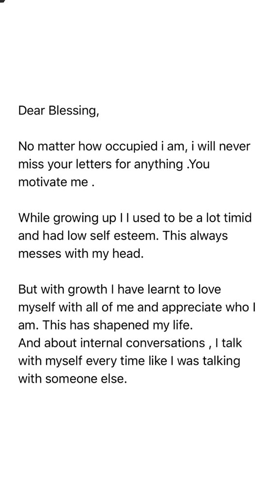 blessingabeng_'s tweet photo. I have a few friends who exchange letters with me often. I tell them my story and they gain a lot of value, I do too.
Look at the testimonials π€
If youβd like to join my tribe, click this - https://t.co/g1qCVWTEjQ
Anyone who receives my letters can tell you
#BATribe https://t.co/gbQwlqn21J