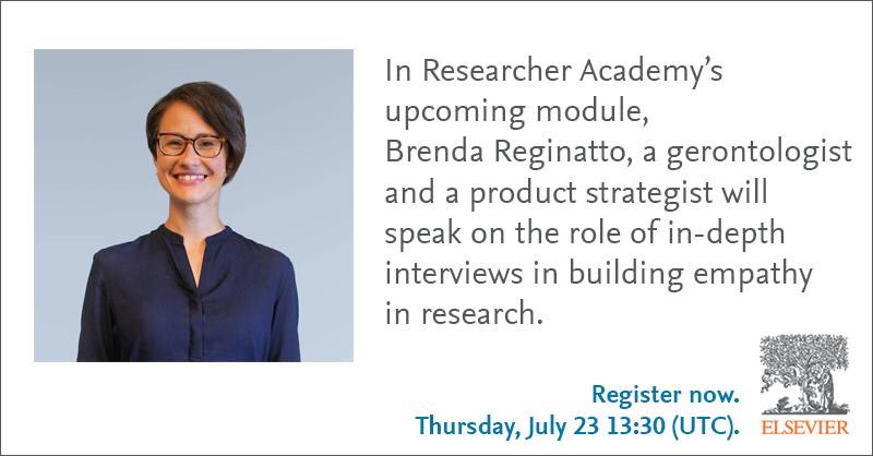 One week to go! Join us for this super webinar "How to build #empathy in research" on July 23rd!

#userresearch #userexperience #customerdevelopment #usercentereddesign

researcheracademy.elsevier.com/communicating-…