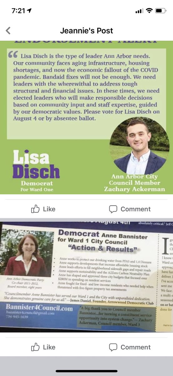 jmalcoun's tweet photo. When you can’t get actual endorsements you make them up. What a sad campaign CM Bannister running.  #a2council https://t.co/QaSzTxzTs8