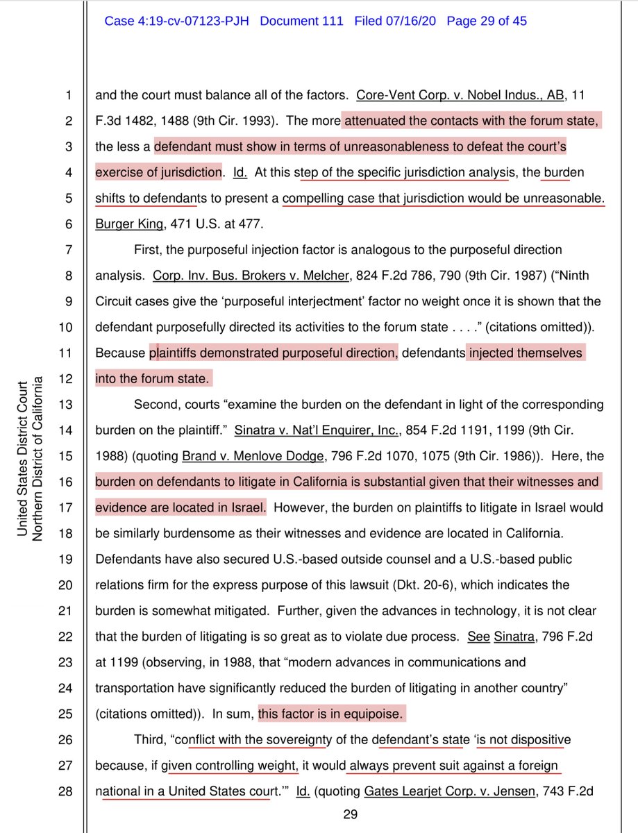 equipoise<— that’s not used very often but it is absolutely correct as it relates to;Plaintiffs move case to IsraelDefendants answering a complaint in CAin short it’s a “wash” for both parties, as the Court correctly states. Think of it as a see-saw  https://ecf.cand.uscourts.gov/doc1/035019486682?caseid=350613