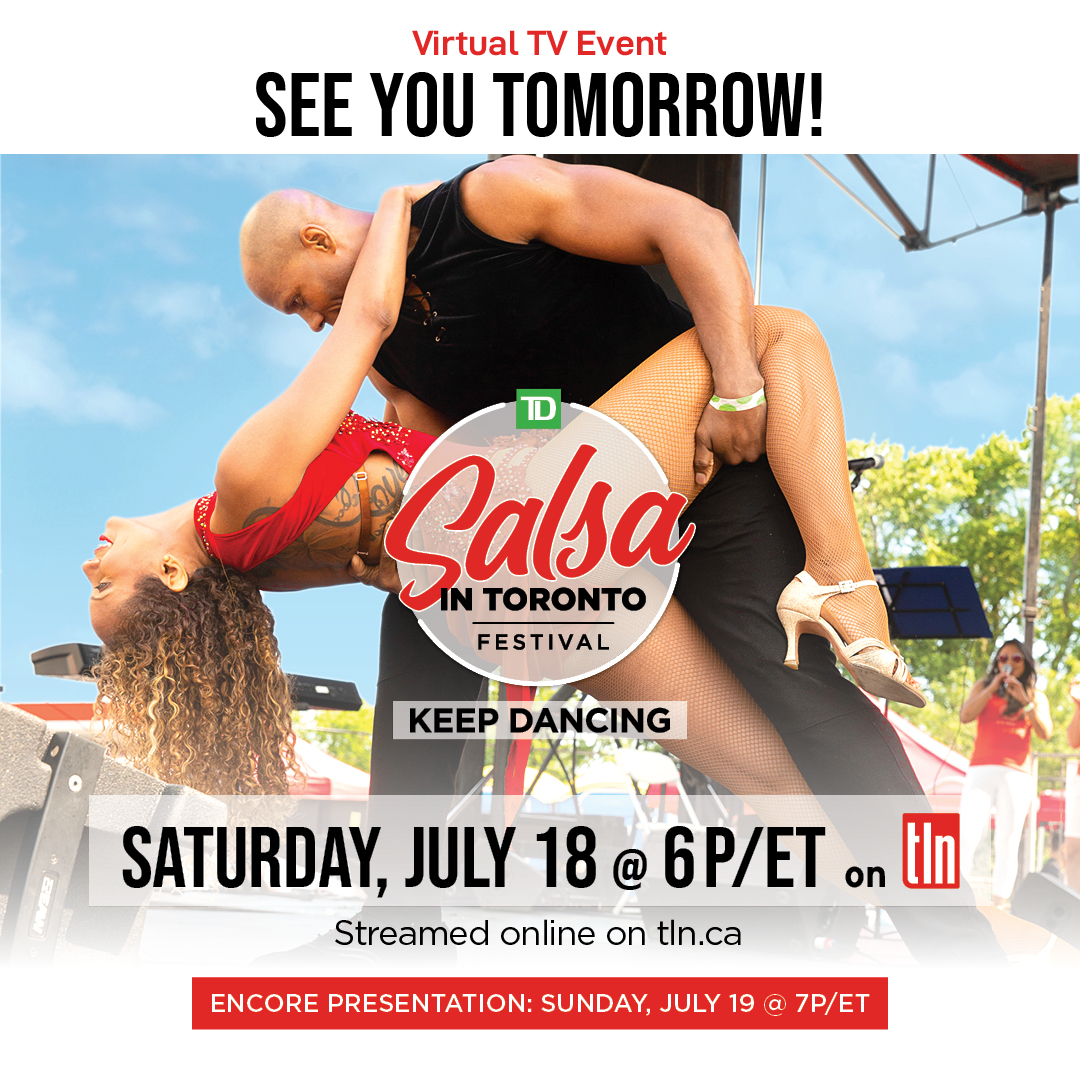 SalsaInToronto's tweet photo. See you TOMORROW! Our incredible musicians, dancers, cultural groups and visual artist have been hard at work for tomorrow night's premier of the first ever VIRTUAL edition of the TD Salsa in Toronto Festival! On @TLNTV and https://t.co/Y6HEchH6Gz! #KeepDancing @TD_Canada https://t.co/Lcd4qG6io0