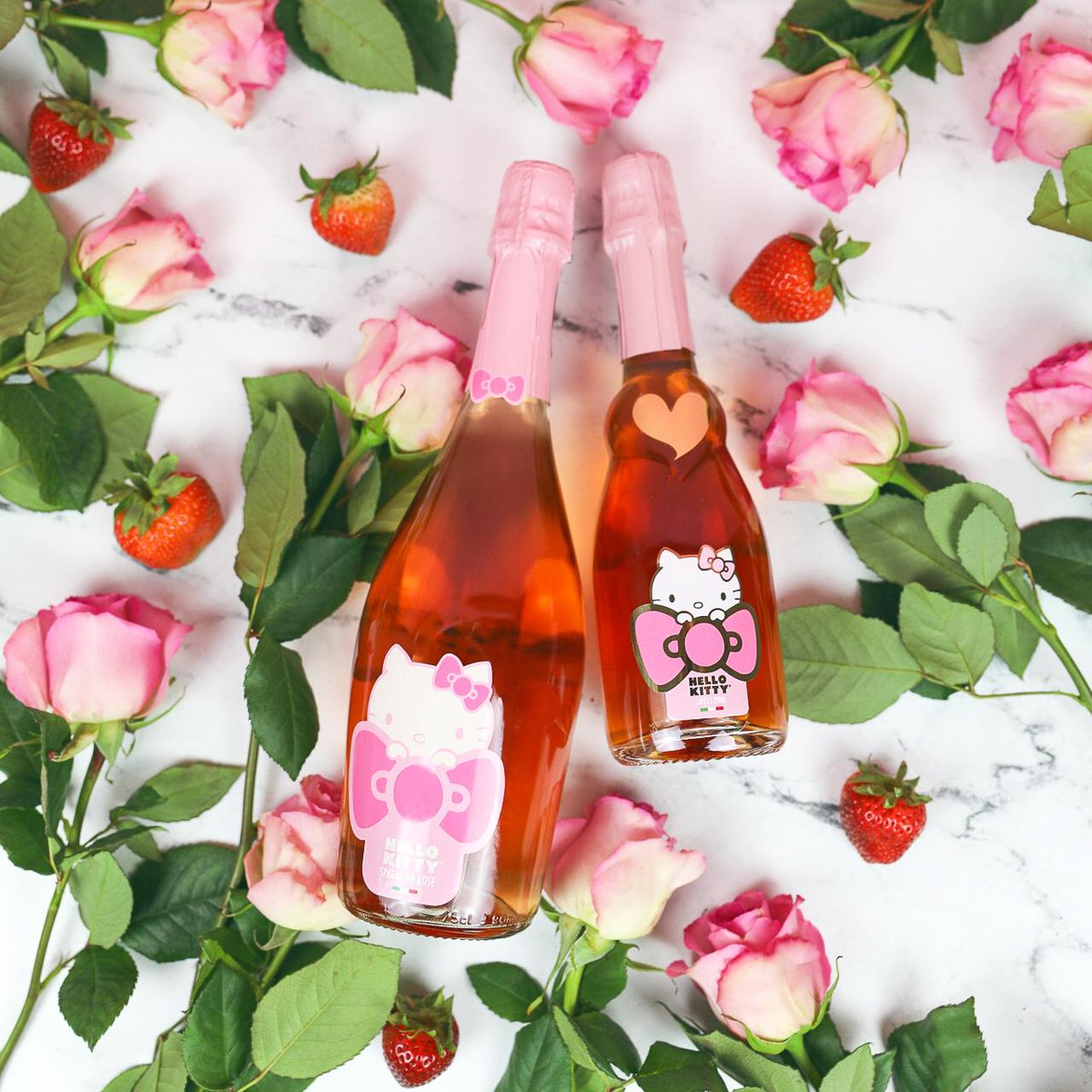hellokitty's tweet photo. Roses and Rosè 🌹🍷💕It's the perfect way to wine down this weekend, 21+ friends! Shop online or find a retailer near you: https://t.co/w6venYnjki Please enjoy responsibly. #HelloKittyWines https://t.co/DsYgyA6MIK