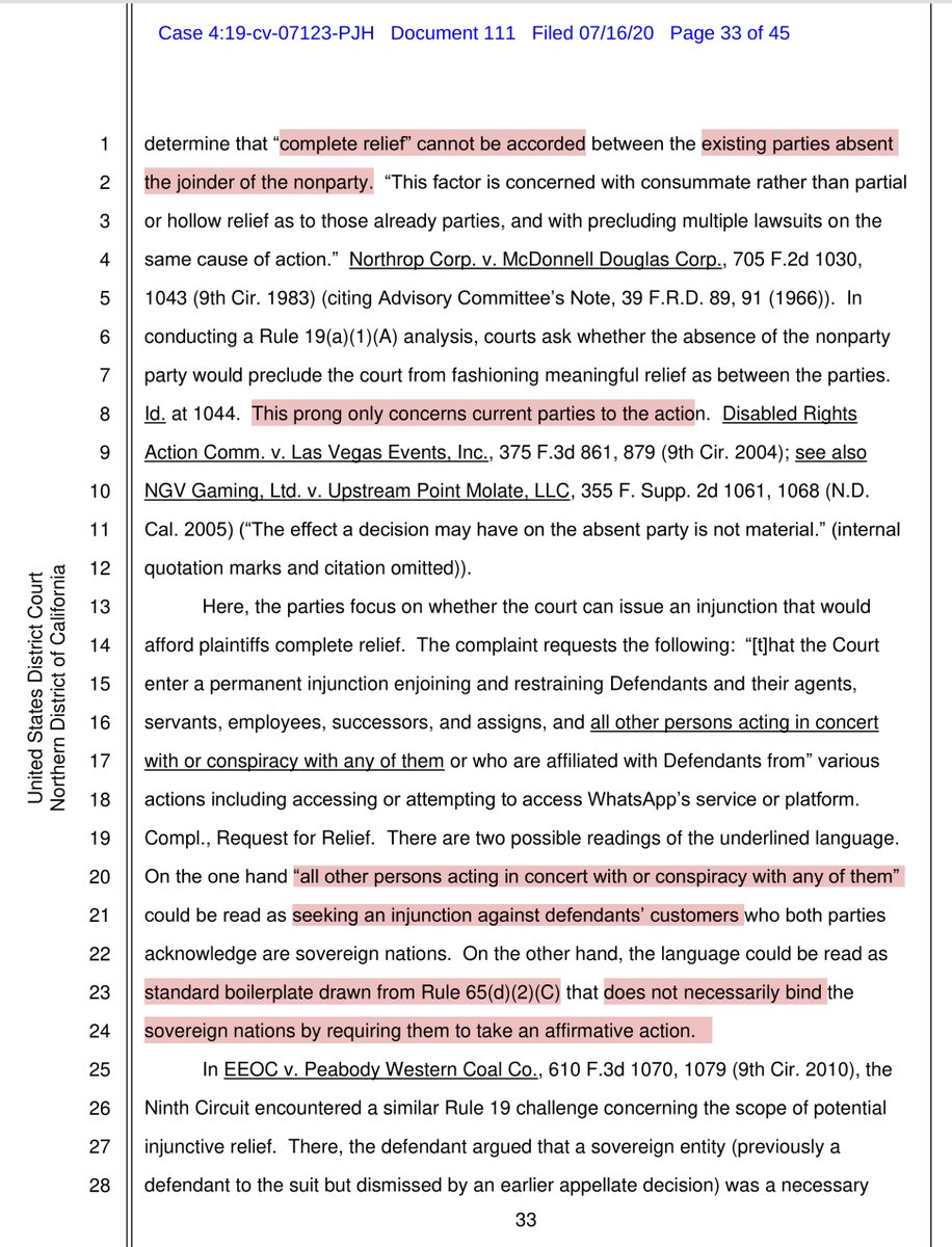 This is why the Court drilled down on JurisdictionDefendants MTD based on lack of Jurisdiction etcCourt found their arguments unavailing“..defendants’ motion to dismiss the complaint for lack of personal jurisdiction is DENIED..failure to join necessary parties is DENIED“