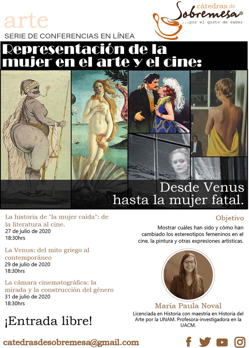 CatedrasdeS's tweet photo. ¿Cómo ha cambiado la representación de la mujer en el arte? ¿A qué concepción cultural y social están ligadas estas representaciones femeninas? Para descubrirlo, ¡Inscríbete a esta serie de conferencias gratuitas!
https://t.co/dIeyJpnKI6 https://t.co/gsOOAunTGH