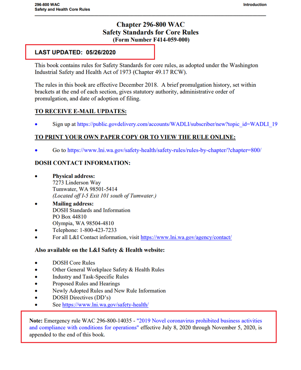 20)"2019 Novel coronavirus prohibited business activities and compliance with conditions for operations effective July 8, 2020 through November 5, 2020, is appended to the end of this book." https://lni.wa.gov/safety-health/safety-rules/chapter-pdfs/WAC296-800.pdf