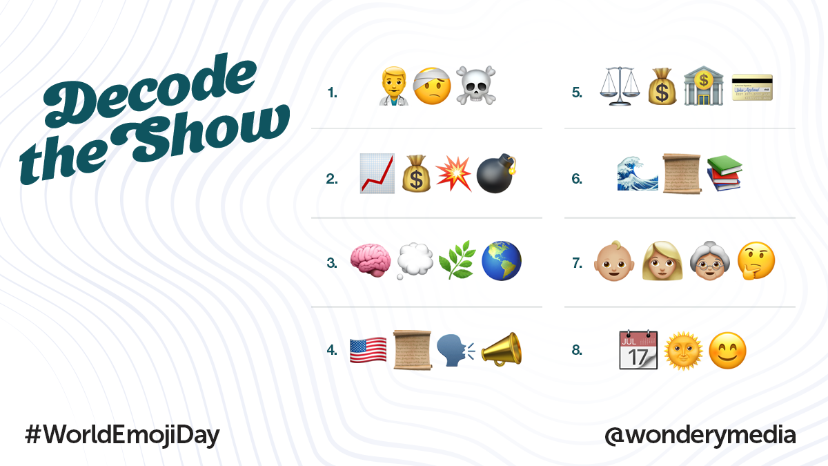 WonderyMedia's tweet photo. ICYMI: It's #WorldEmojiDay. Can you guess our shows? https://t.co/lABOyYSsg1