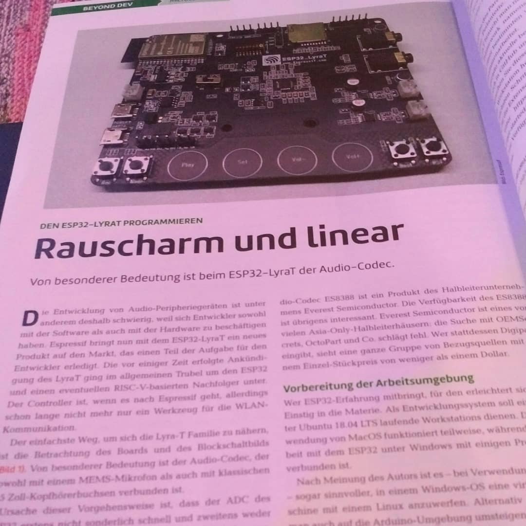 tamhanna's tweet image. Thanks to @webundmobile for putting me on the cover. In addition to the story on #androidstudio, we also do a deep dive on the #MaixDuino and an introduction to the #esp32lyrat. As always, there is loads of content on #webdevelopment and…

📸 instagram.com/p/CCwx8PRjEFs/