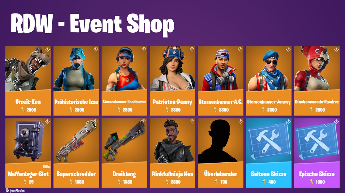 jemFleaks's tweet photo. RDW - Event Shop
#Fortnite #RetteDieWelt #EventShop https://t.co/rowC1e38Og