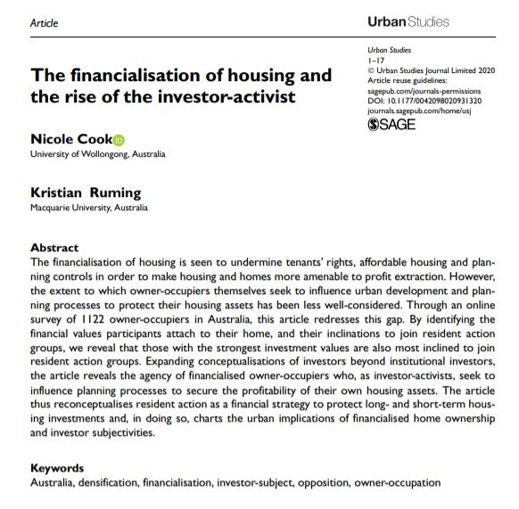 USJ_online's tweet image. Latest article by Cook and @KristianRuming reveals the agency of #financialised owner-occupiers as investor-activists ow.ly/XsyS50Az5BY #InvestorSubject