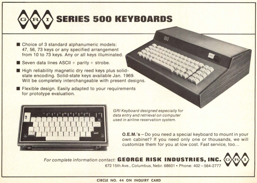 GRI keyboards. 47, 56, or 73 keys. i like the woodgrain cabinet.