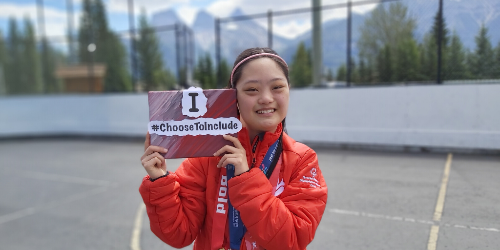 SpecialOCanada's tweet photo. All over the world, Special Olympics athletes like Meg are coming together to demand a more inclusive world. 

Show your support during Global Week of Inclusion July 20 to 26 by creating your own “I #ChooseToInclude” sign and post it. 

https://t.co/yYmIaupiVg https://t.co/cjOee8DJh9