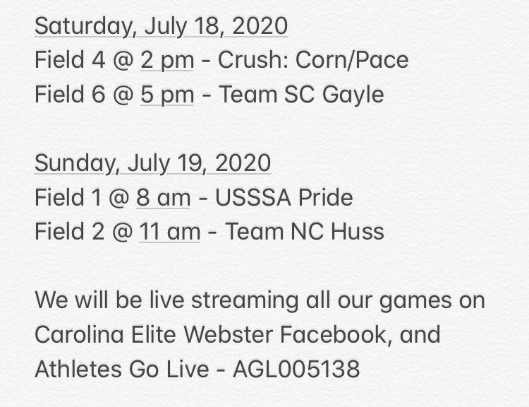 Catch us this weekend at the Great Smokey Showcase in Asheville, NC, at Bob Lewis Park! <a href="/EliteWebster/">Carolina Elite-Webster</a>