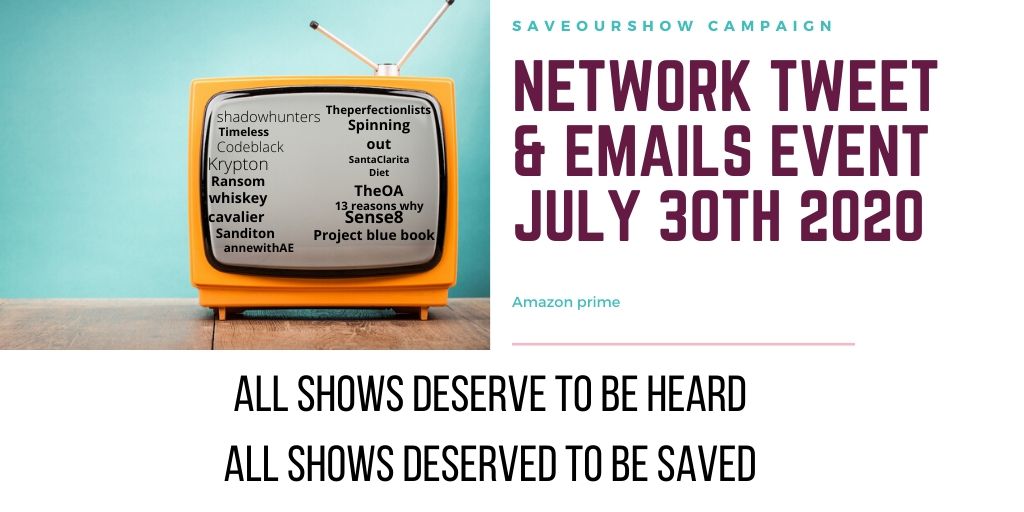 DebbieBlackma14's tweet photo. "#saveourshows
#SaveTimeless
#SaveKrypton
#SaveBlueBook
#SaveSanditon
#renewannewithaneُ
#SaveAnneWithAnE
#SaveShadowhunters
#SaveReprisal
#SaveScorpion
#SaveWhiskeyCavalier
#SaveSpinningOut
#SaveBeechamHouse
#SavetheOA
#Save13ReasonsWhy https://t.co/yYUSmUE0db https://t.co/vErStbvIc6