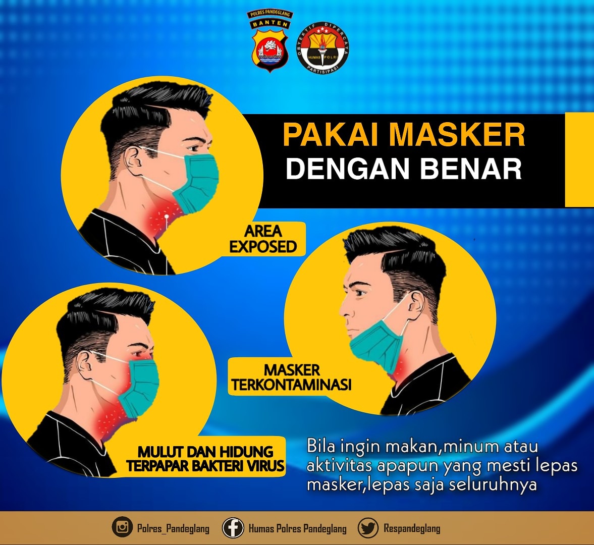 Pakai Masker Dengan Benar 

@divisihumaspolri
<a href="/multimedia/">MultiMedia Services</a>.humaspolri
@multimedia_poldabanten
@humaspoldabanten
#polrespandeglangkece
#PolriHumanis
#polripromoter
#thebestpolbanten
#LawanCovid19
#PolriHimbauPakaiMasker
#Janganmudik
#PolriPeduliRakyat
#KitaSemuaBersaudara