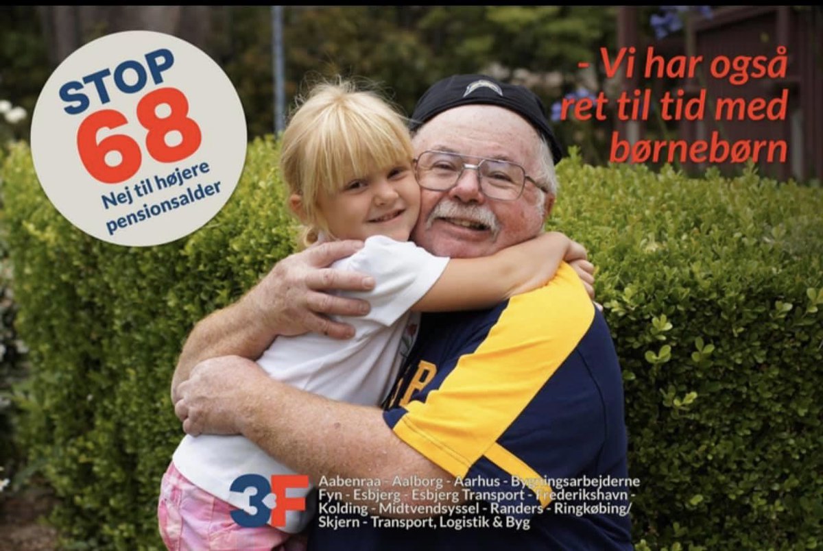 AllanBusk's tweet photo. Nej til verdens højeste pensionsalder. Vi har også ret til et liv efter arbejdslivet. #stop68 #demo11september #Christiansborgslotplads https://t.co/TP4b9lbjs4