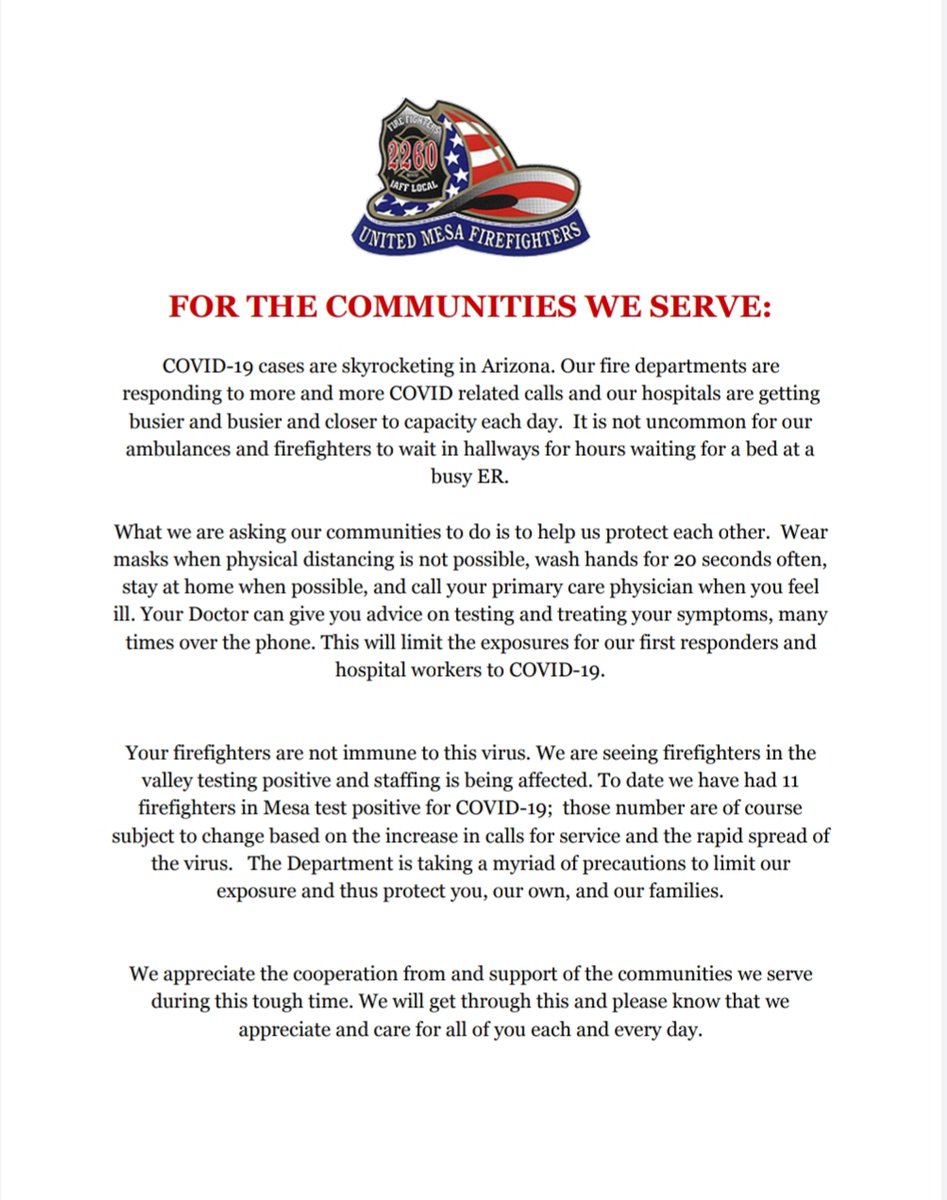 Local2260's tweet photo. #firefighters #L2260 #unitedmesafirefighters #covid #washyourhands https://t.co/a3kV1x2oeC
