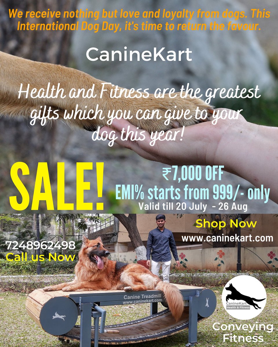 CanineKart's tweet image. We receive nothing but love and loyalty from dogs. This international dog day, it&apos;s time to return the favour. #doitfordogs #internationaldogday2020 #health #fitness #dogtreadmill #caninekart