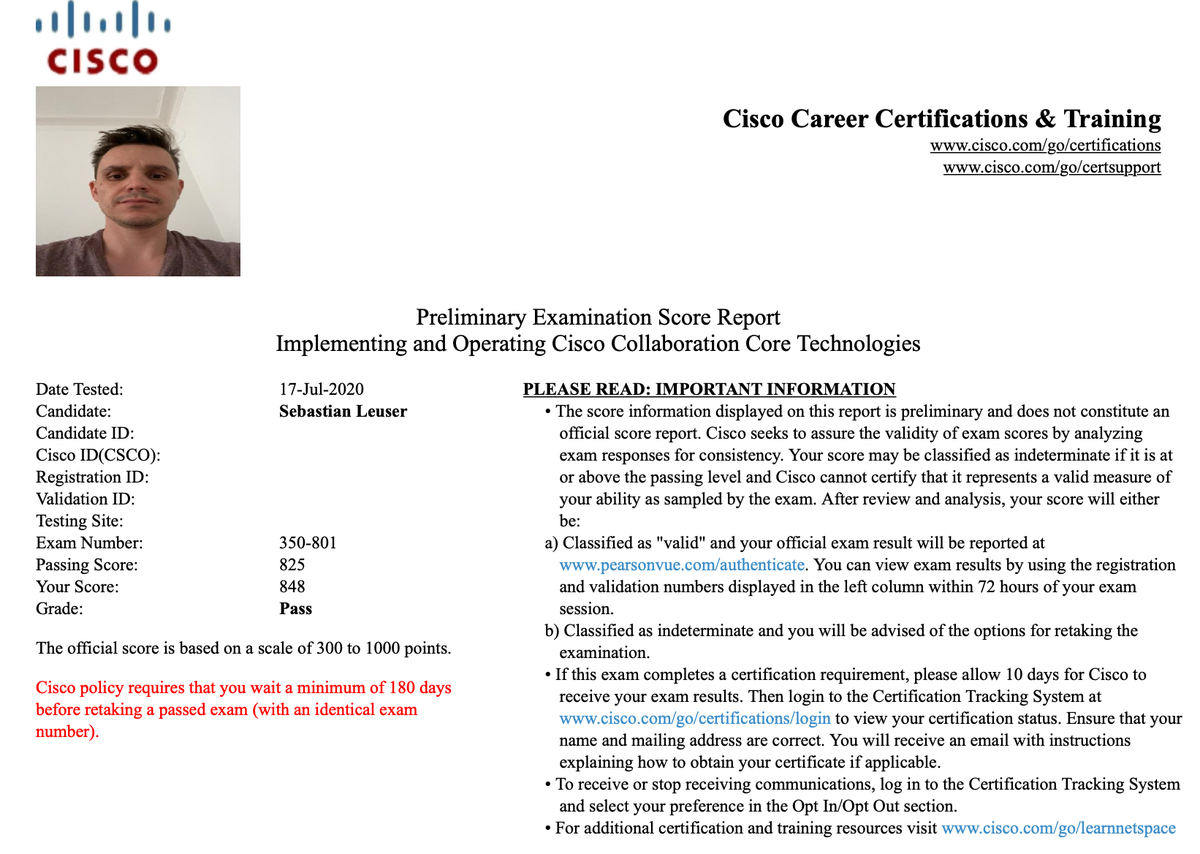 sleuser's tweet image. Collab Core Exam is passed, CCIE lab I'm coming #CiscoCertification #CCNP #CiscoChampion #DevNet