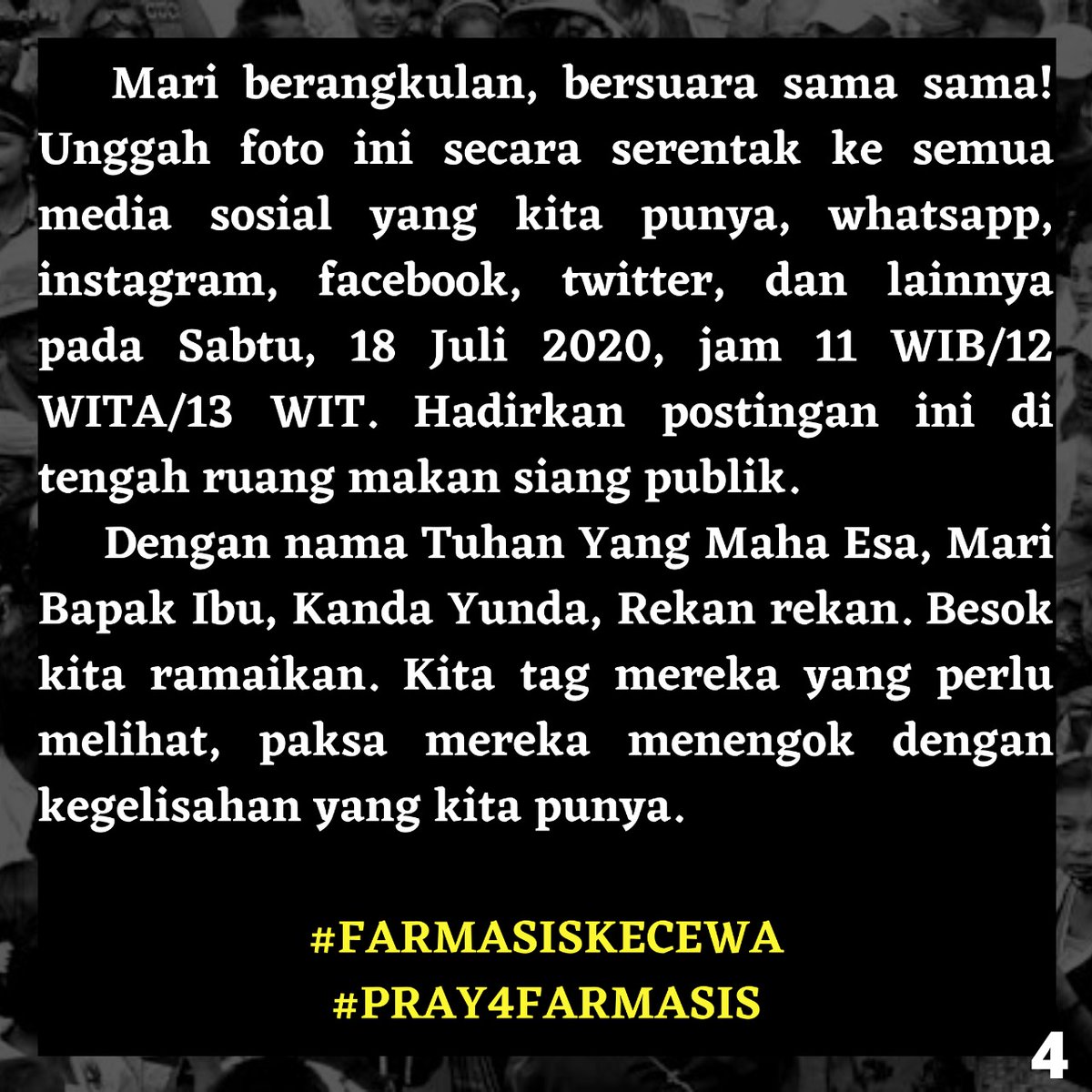 qorisipi's tweet photo. Turut berdukacita untuk teman-teman sejahwat, seperjuangan farmasi dari seluruh Indonesia. Kita sebagai mahasiswa/i farmasi Indonesia sangat kecewa kepada pemerintah. Profesi kita butuh perlindungan hukum yang kuat!!! Kawal terus, semangat!!!
 #farmasiskecewa
#pray4farmasis https://t.co/20iM3bWlms