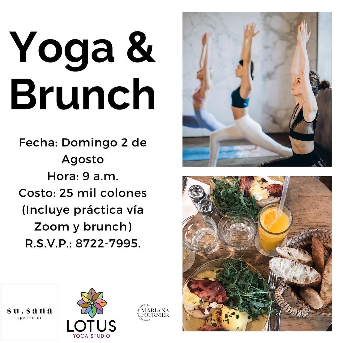 fourniermariana's tweet photo. Clase especial “Yoga &amp; Brunch” 
Kit Brunch incluye: Parfait de yogurt natural con mermelada de mango, granola y frutas, sandwich prensado en pan brioche de queso mozarella, jamón y tomate acompañado de salsa pomodoro y mimosa (lata de Undurraga Brut y jugo de naranja). https://t.co/JfYIiVdIz6