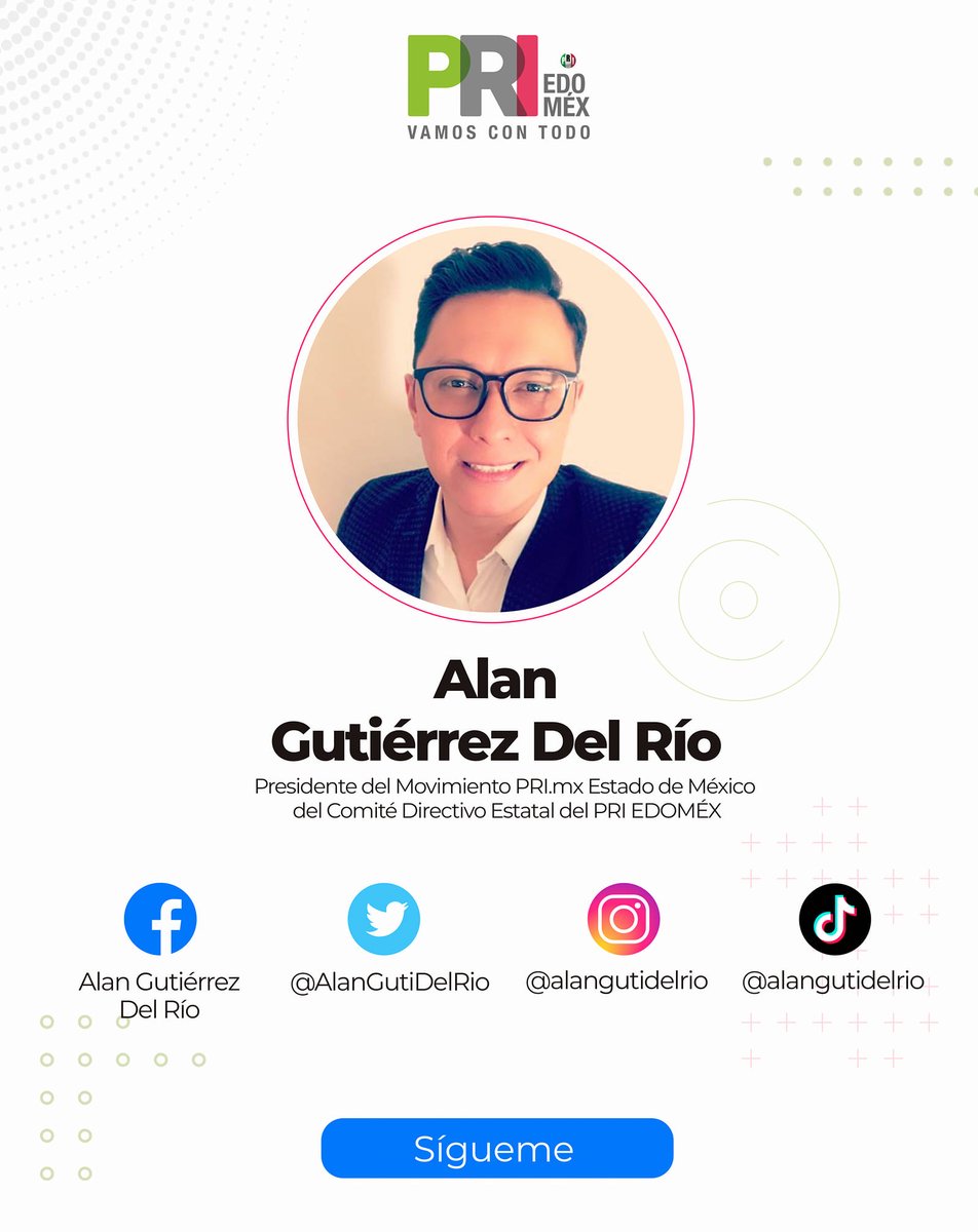 Su prioridad, su familia 

Lo que mejor sabe hacer, es luchar por sus ideales

🙋‍♂️ es <a href="/AlanGutiDelRio/">Alan Gutiérrez Del Río</a> , quiere conocer tu opinión sobre la política, pues sabe que está se construye entre todos y es el medio para lograr el futuro de cada uno. 

Contáctalo en sus redes sociales 🤳