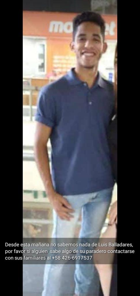 MiguelOropezaM's tweet photo. Twitter, haz tu magia, por favor.

Un amigo está desaparecido desde esta mañana. Se llama Luis Balladares y desde esta mañana no sabemos nada de él. Sus familiares y personas allegadas estamos preocupados. Cualquier cosa, comunicarse al número de la foto o al DM. https://t.co/GTYs3L4Uky