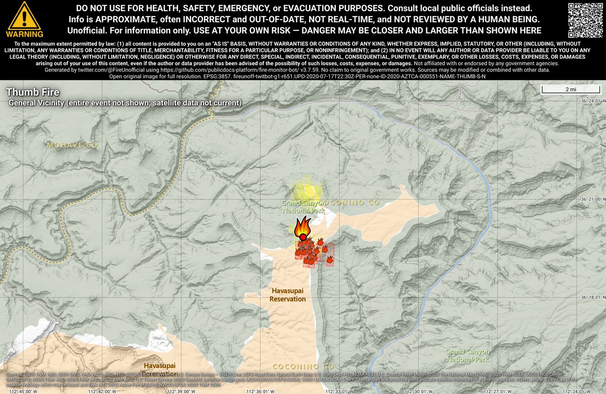 SWFireBot's tweet photo. #ThumbFire 🔥 unofficial, automated update.
~9mi NE of Supai, AZ. ⚠️ DO NOT USE FOR SAFETY PURPOSES - See officials instead. May be incorrect; disclaimers in images. https://t.co/vcqZSLcfvr