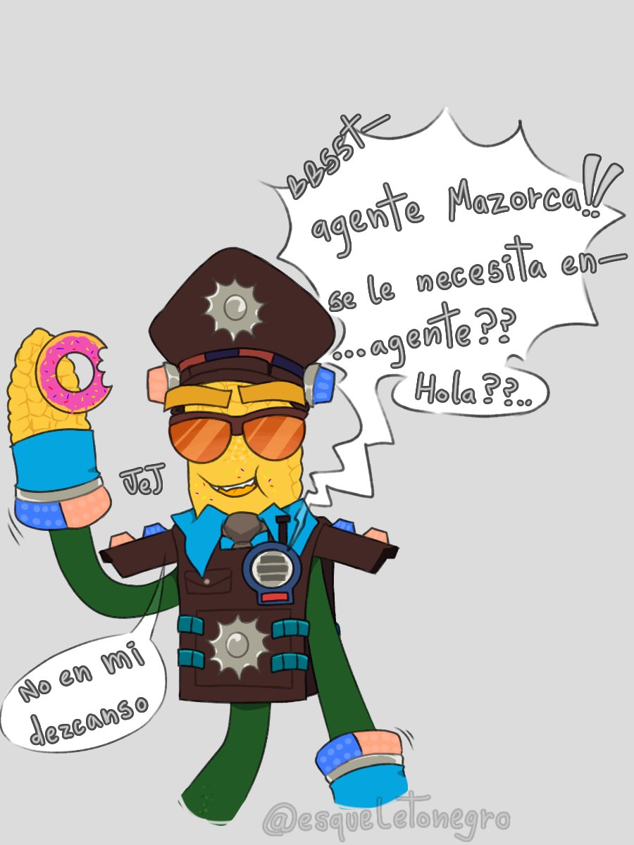 esqueletonegroh's tweet photo. 1° image 

" Be careful what you say, I am the law here! "
________________________________

2° image

" -bbsst- (noise interference) agent corn!!  are you needed on-... agent?  Hello?? "

" -jej..not on my break "

[ #PvZBFN #plantsvszombies #kernelcorn ] https://t.co/RFeP0Qcbha