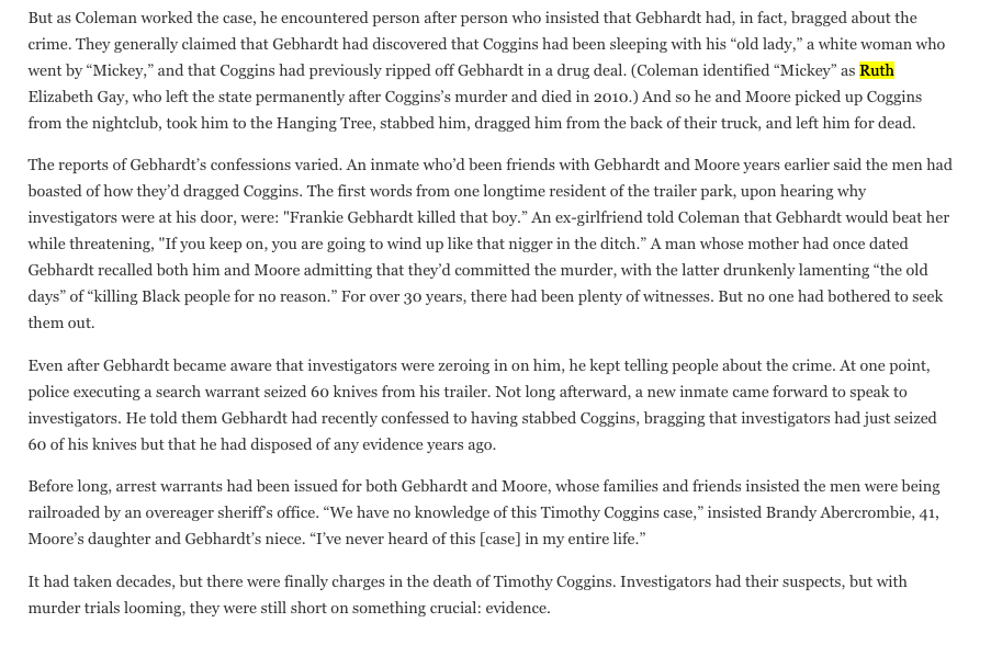 As GBI agent Jared Coleman reinvestigated the case, he found a ton of people who claimed Frankie Gephardt had bragged to them about killing Timothy Coggins. It was enough to file charges -- but they still needed to find physical evidence  #InTheColdDarkNight
