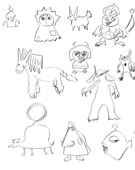 Drew some pokemon based on description alone with @katty_wack and @shhhbiscotti 