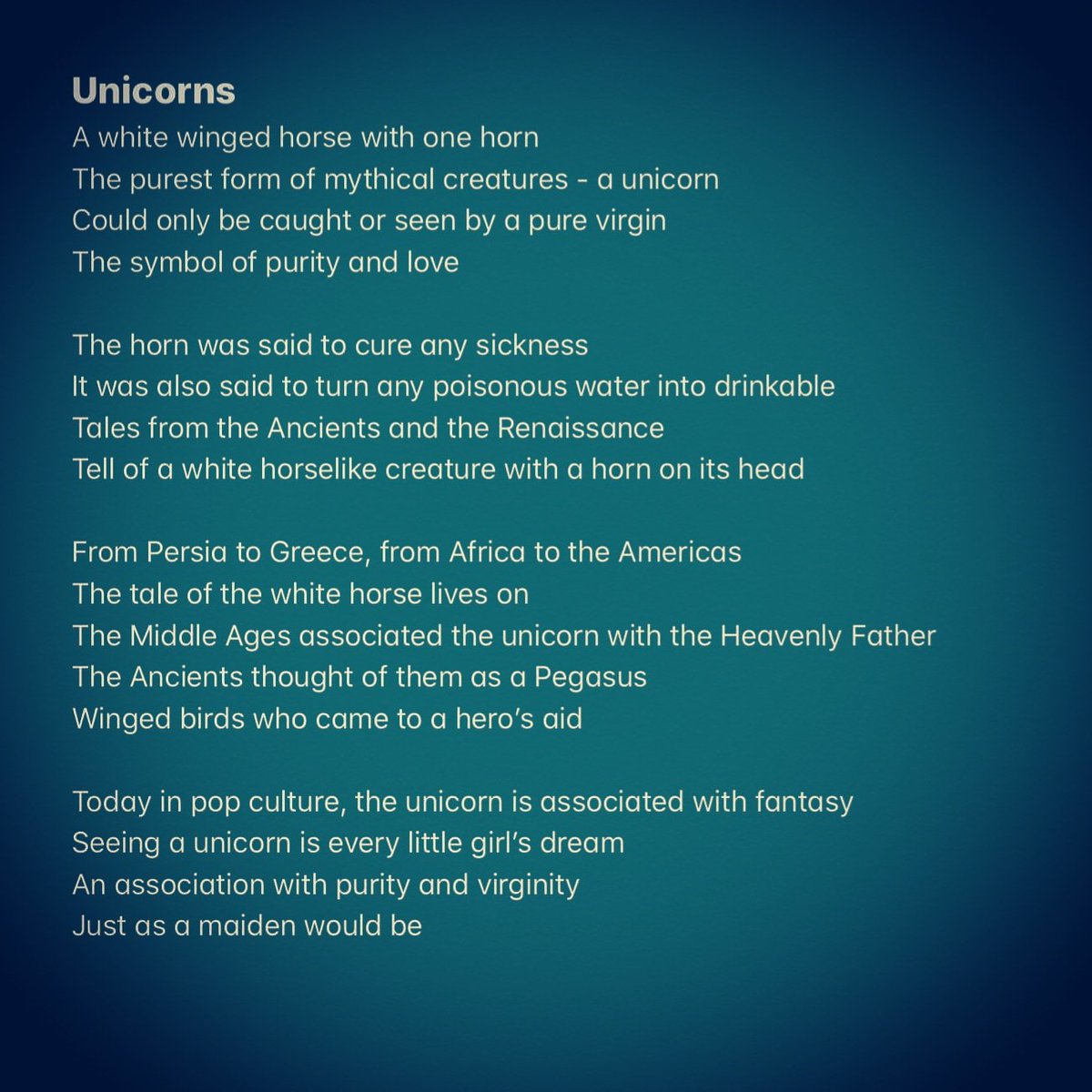 vanessa_romanov's tweet photo. 🦄🦄
#writerscommunity #heartsofpoets #poetsoftwitter #poetrylovers #poetsofaustralia #poetrycommunity #Poetry_Planet https://t.co/b6vxaf6JjS