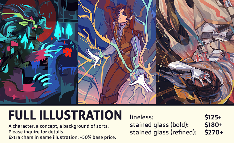 [ #artph ] Character Commissions are OPEN!

Here are my updated USD prices. Now offering fullbodies in my cheapest style, lineless full illustrations, and busts for my other two styles.

I can draw Quad/Anthro/Human/Some Mecha.
Paypal or BPI ??

INFO! https://t.co/csknDKBEAd❗️❗️ 