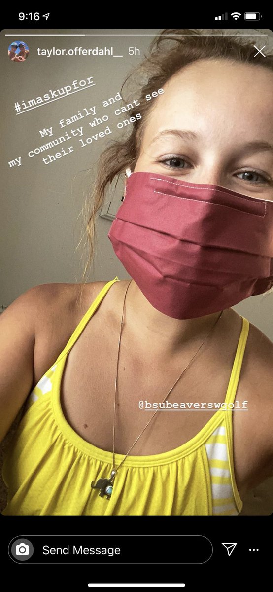 BSUBeaversWGolf's tweet photo. love to see Taylor rocking her mask !!! #iMaskUpFor https://t.co/PwuBRKyEm0