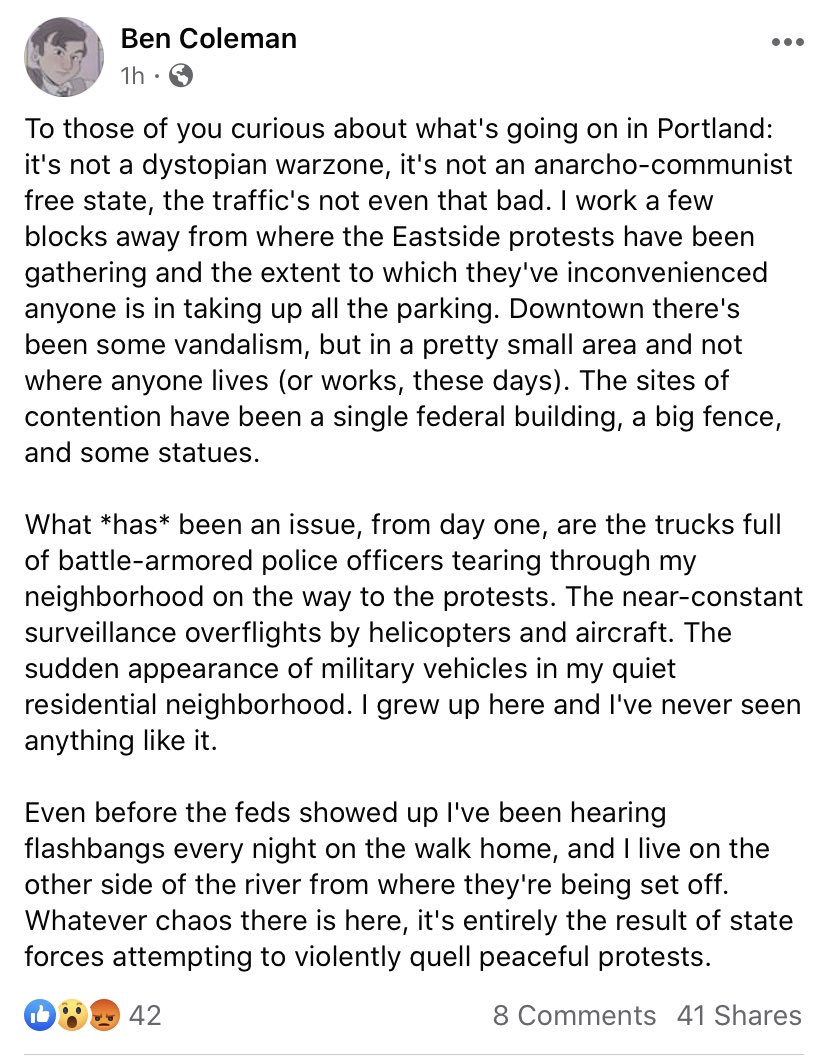 totaldrivel's tweet photo. @OhColeman with a succinct description of life on the ground in pdx. #PortlandRiots #PortlandKidnappings #PDXprotest CB https://t.co/dMy34UCO7p
