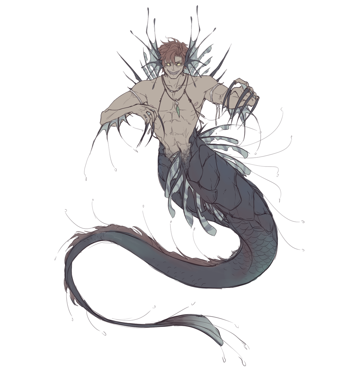 Brainstorming mermaid Sylvain with @corviiid :>>> would u give him kiss 