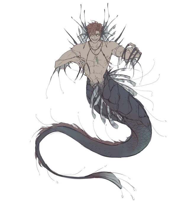 Brainstorming mermaid Sylvain with @corviiid :>>> would u give him kiss 