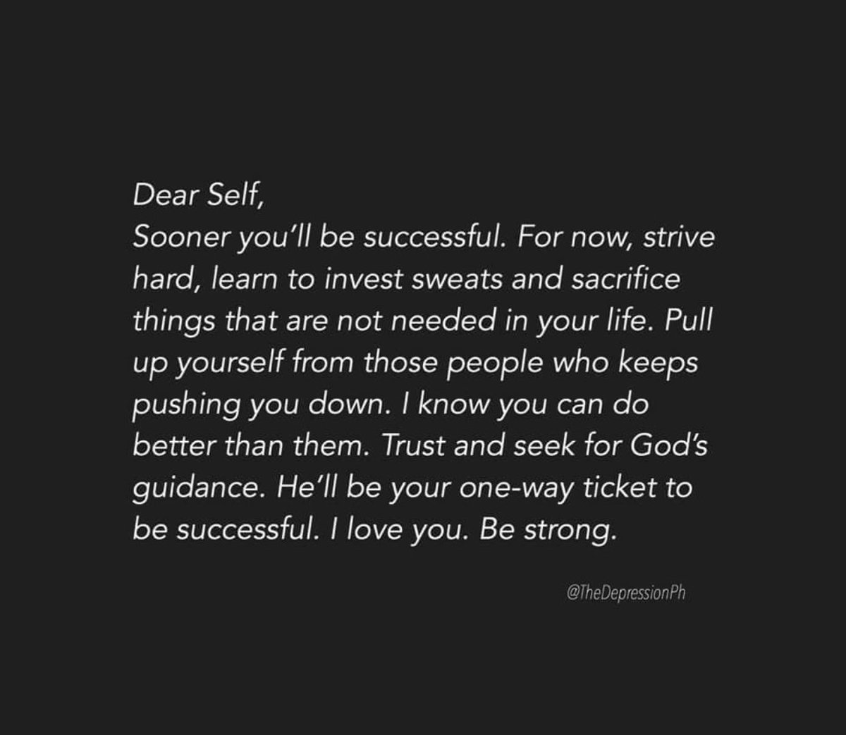 MAPS_0917's tweet photo. dear self,
just be strong even if you are not sure of what is going on...
one day in someday someone will beg for you to stay... 
maybe on that same day... 
you’ve finally decided to go on your own way... https://t.co/NVwkdprFAi