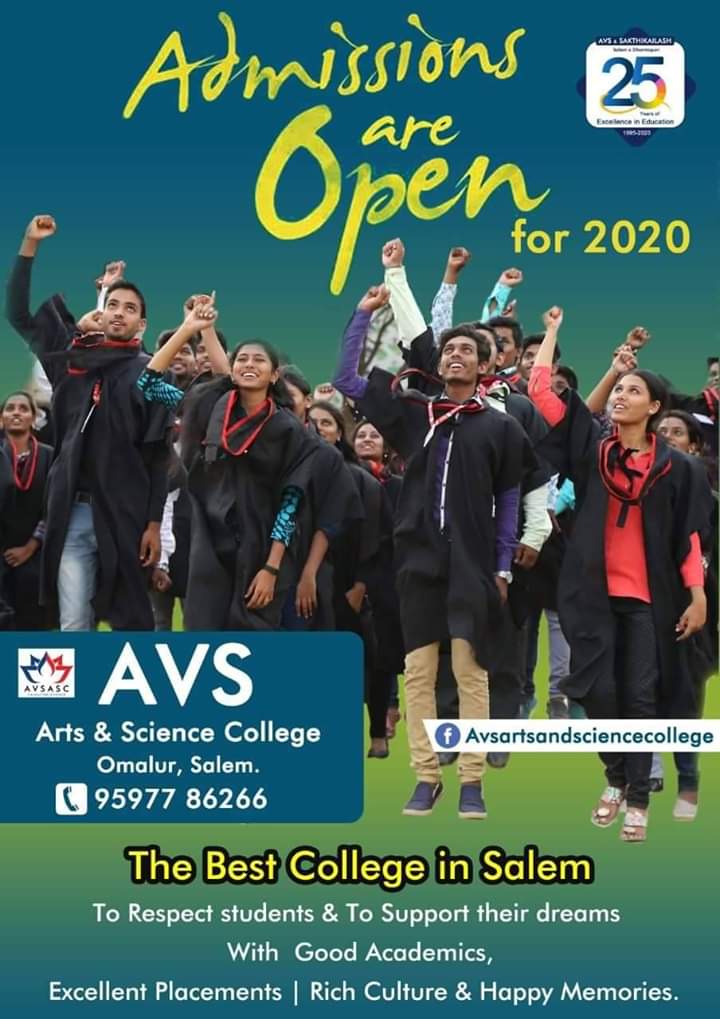 CsSswc's tweet photo. AVS Arts & Science College Omalur,Salem
#StudyAtAVS
#BestCollegeInSalem
#AdmissionsOpen
#GoodAcademics
#ExcellentPlacement
#FreeBus
#StaySafeStayHome
#RichCulture
#HappyMemories
#StayHomeStaySafe https://t.co/3JIJMREurN