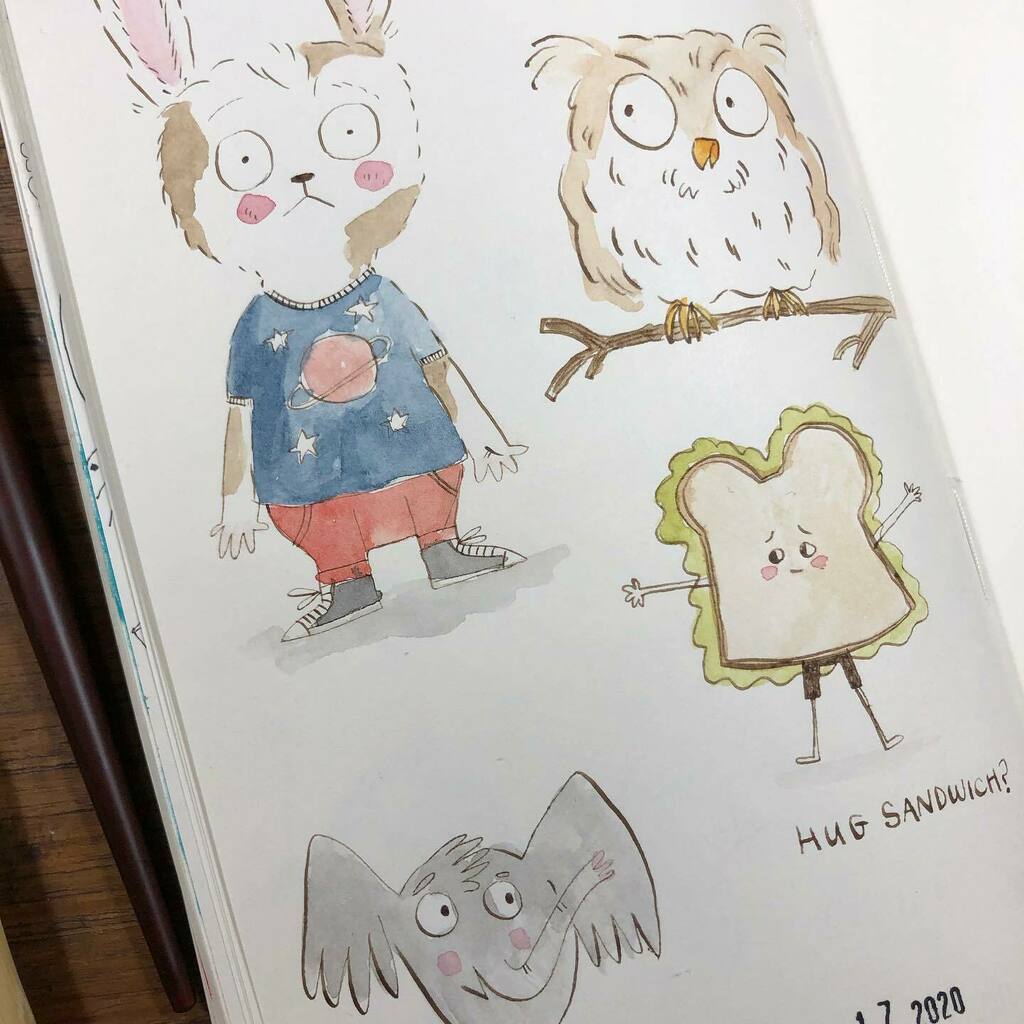 zarprey's tweet photo. This paper is not the best for watercolor but Iโm pretty impressed with how well the acorn ink holds up when you watercolor over it. The owl smeared a bit but the other ones stayed pretty sharp. #kidlitart #diyartsupplies #makeink https://t.co/43TDsvaLV3 https://t.co/S9PrTp9iVC