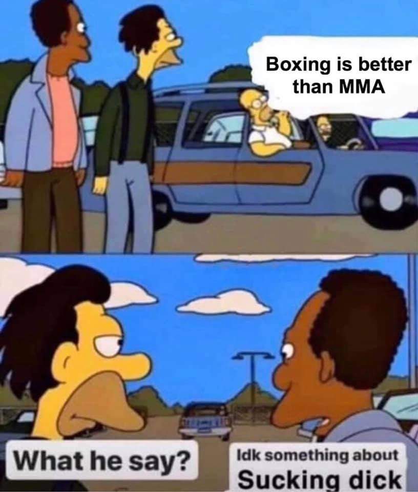LuckadooMMA's tweet photo. Love both sports but 💀
#mma #ufc #boxing #mmafunny #boxingfunny #mmameme #boxingmeme #funny #mmavsboxing #comedy https://t.co/9uxS6WZbYY