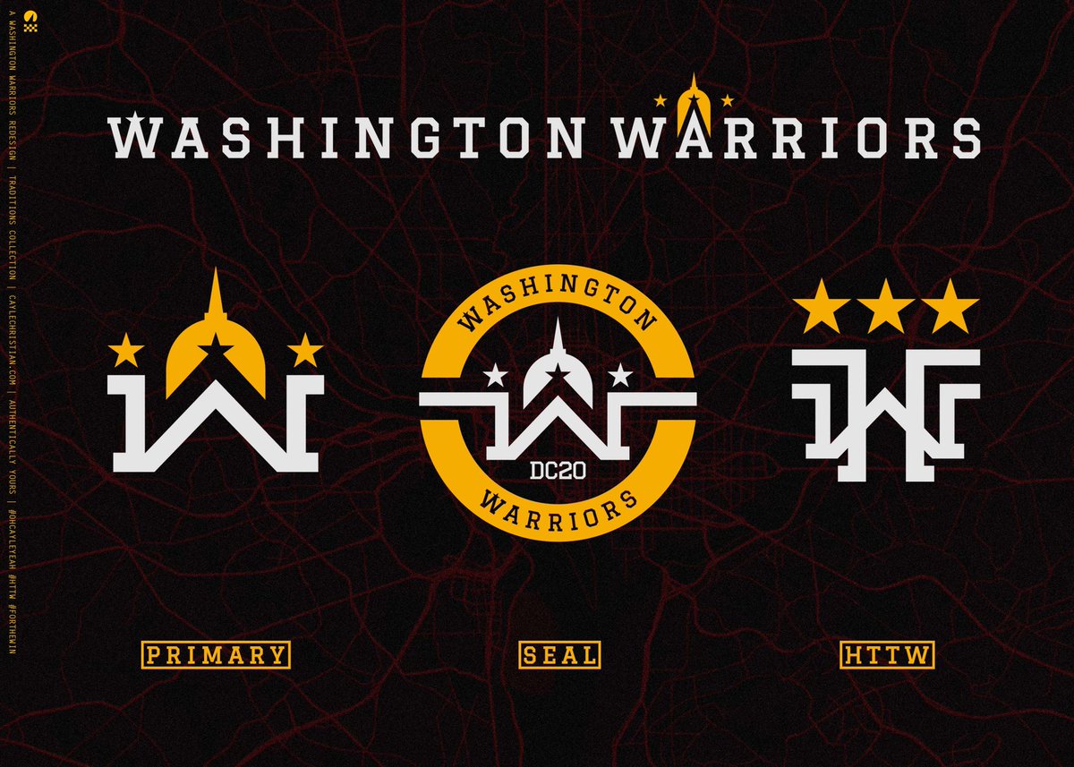 caylecd's tweet photo. Hail To The #Warriors
A #RedskinsRebrand inspired by the rich symbols of the city and traditional clean-line design. 
@sportslogosnet @andrewmlind 

#HTTW #ForTheWin #WashingtonWarriors #NFL https://t.co/s7rgCdt9AT