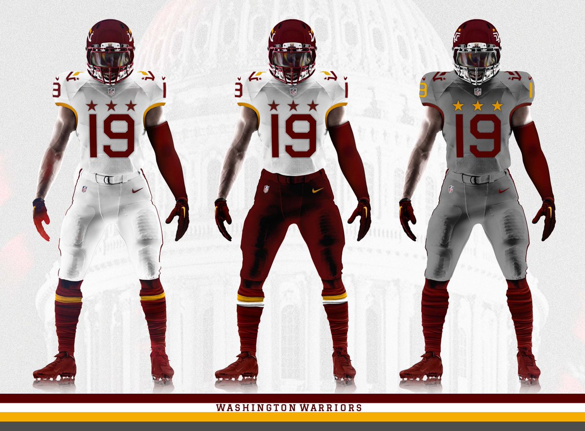 caylecd's tweet photo. Hail To The #Warriors
A #RedskinsRebrand inspired by the rich symbols of the city and traditional clean-line design. 
@sportslogosnet @andrewmlind 

#HTTW #ForTheWin #WashingtonWarriors #NFL https://t.co/s7rgCdt9AT