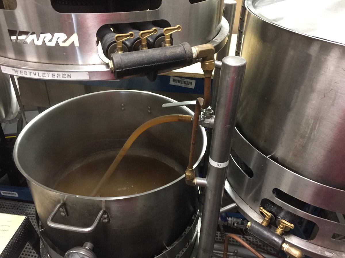 While the mash is soaking for ½ hr, we do “recirculation” where we drain off a couple litres at a time from the bottom of the container and pour gently on top... this lets us extract as much sugar as possible from the grain