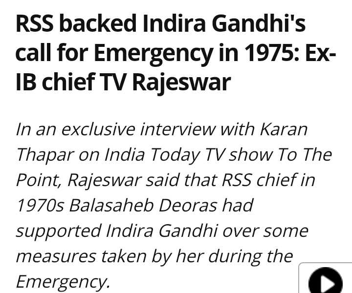 Congress and BJP have always helped each other in past too.RSS backed Indira on emergency.