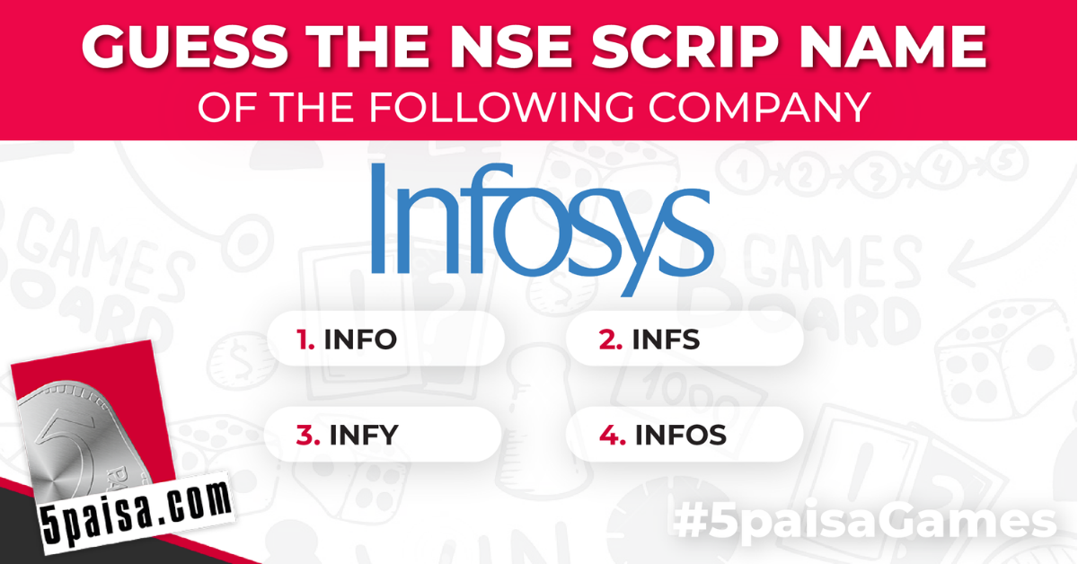 5paisa's tweet photo. It’s time for some weekend fun! Can you guess the NSE scrip name for Infosys? #5paisaGames #GuesstheName #NSE #Infosys #StockMarket https://t.co/pPEVgLKWYc