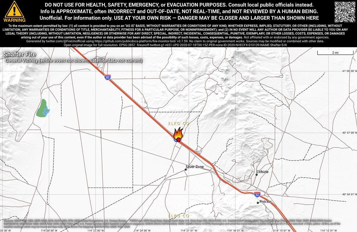 UtahNevFireBot's tweet image. #ShafterFire 🔥 unofficial, automated update.
~8mi SE of Oasis, NV. ⚠️ DO NOT USE FOR SAFETY PURPOSES - See officials instead. May be incorrect; disclaimers in images.